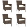 vidaXL 5 Piece Garden Bistro Set with Cushions Brown Poly Rattan