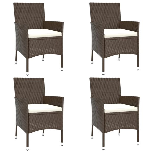 vidaXL 5 Piece Garden Bistro Set with Cushions Brown Poly Rattan