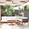 vidaXL 8 Piece Garden Lounge Set with Cushions Cream Wood Acacia&Rope