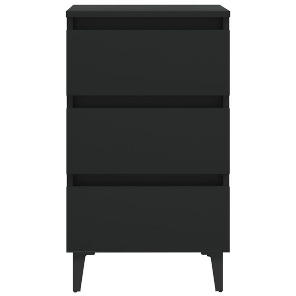 vidaXL Bed Cabinet with Metal Legs Black 40x35x69 cm