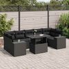 vidaXL 8 Piece Garden Sofa Set with Cushions Black Poly Rattan