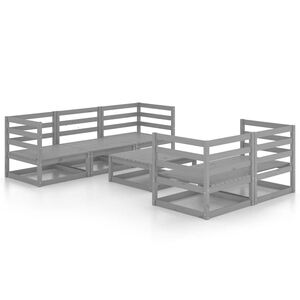 vidaXL 6 Piece Garden Lounge Set Grey Solid Wood Pine