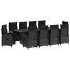vidaXL Outdoor Dining Set 11 pcs Black Poly Rattan