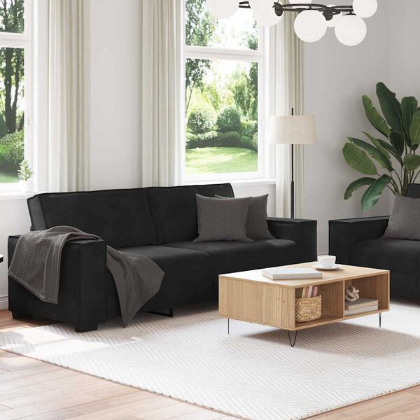 vidaXL 2 Piece Sofa Set with Cushions Black Velvet