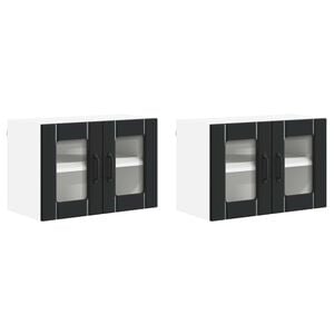 vidaXL Wall Glass Cabinet LUCCA 2 pcs Black Engineered Wood