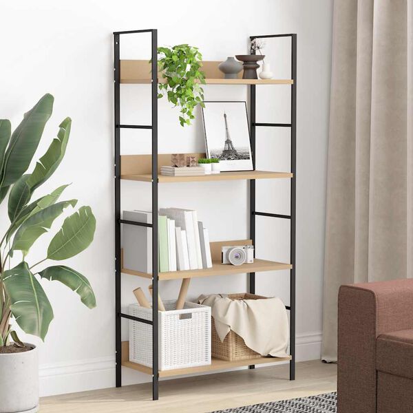 vidaXL 4-Layer Book Shelf Oak 60x27.6x124.5 cm Engineered Wood