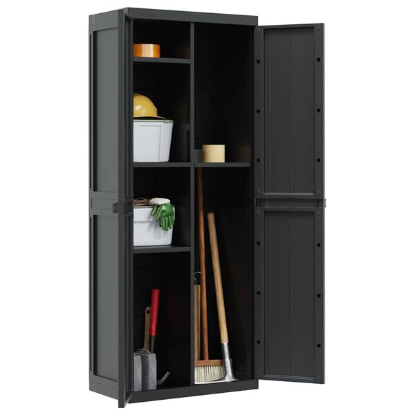 vidaXL Outdoor Storage Cabinet Black 65x37x165 cm PP