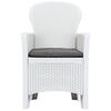 vidaXL Garden Chairs 2 pcs with Cushion White Plastic Rattan Look