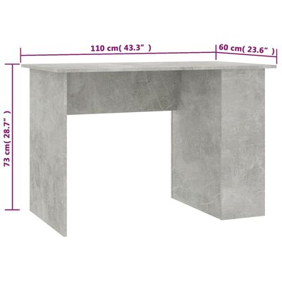 vidaXL Desk Concrete Grey 110x60x73 cm Chipboard