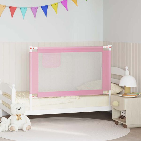 vidaXL Toddler Safety Bed Rail Pink 120x25 cm Fabric