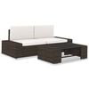 vidaXL 3 Piece Garden Lounge Set Poly Rattan Brown
