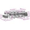 vidaXL 15 Piece Garden Dining Set with Cushions Grey Poly Rattan