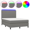 vidaXL Box Spring Bed with Mattress&LED Dark Grey 137x190 cm Double Fabric