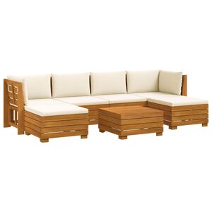 vidaXL 7 pcs Outdoor Sofa Set Solid Acacia Wood Brown