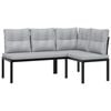 vidaXL Garden Benches 2 pcs with Cushions Black Powder-coated Steel