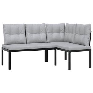 vidaXL Garden Benches 2 pcs with Cushions Black Powder-coated Steel