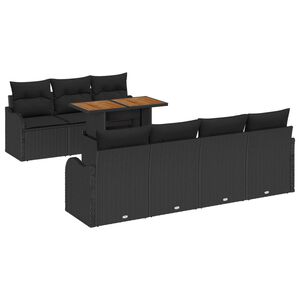 vidaXL Garden Sofa Set with Cushion Manual 8 pcs Black
