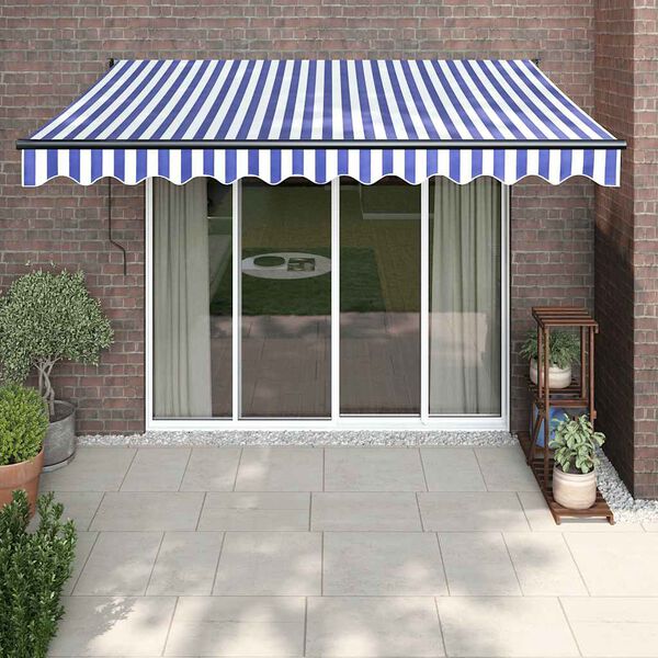 vidaXL Retractable Awning Blue and White 3x2.5 m Fabric and Aluminium