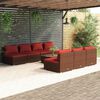 vidaXL 8 Piece Garden Lounge Set with Cushions Poly Rattan Brown