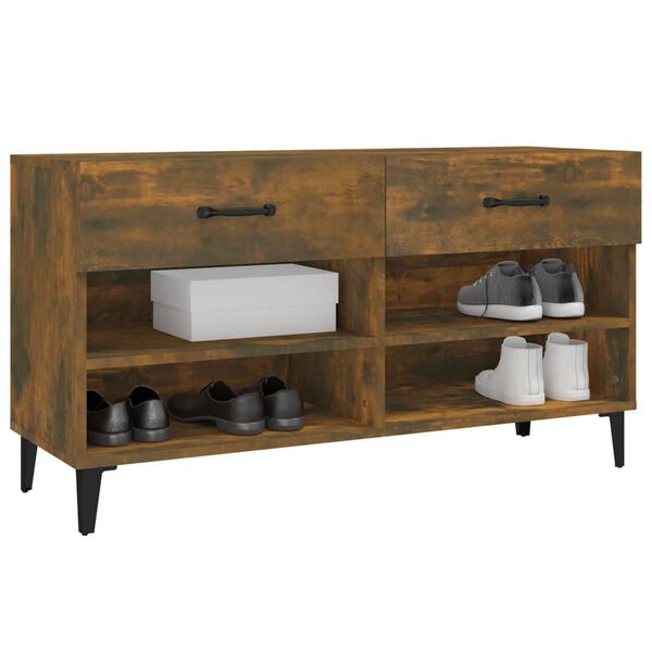 vidaXL Shoe Cabinet Smoked Oak 102x35x55 cm Engineered Wood
