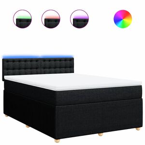 vidaXL Box Spring Bed with Mattress Dark Grey Double Fabric