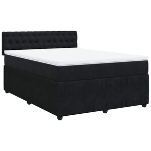 vidaXL Box Spring Bed with Mattress Black Double Velvet