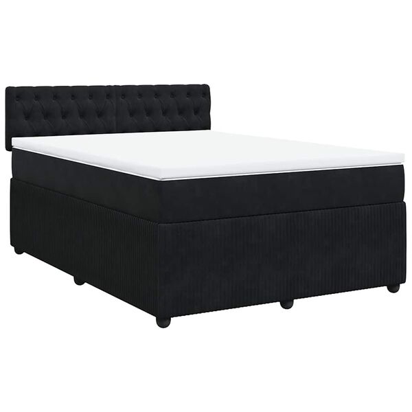 vidaXL Box Spring Bed with Mattress Black Double Velvet