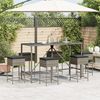 vidaXL 7 Piece Garden Bar Set with Cushions Grey Poly Rattan