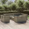 vidaXL 12 Piece Garden Lounge Set with Cushions Grey Poly Rattan