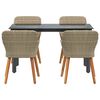 vidaXL Garden Dining Set with Cushion 5 pcs Beige Poly Rattan