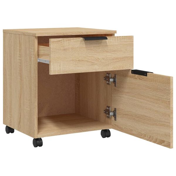 vidaXL Mobile File Cabinet with Wheels Sonoma Oak 45x38x54 cm Engineered Wood