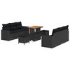 vidaXL Garden Sofa Set Height-Adjustable 9 pcs Black Poly Rattan