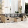 vidaXL 8 Piece Garden Sofa Set with Cushions Beige Poly Rattan