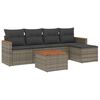 vidaXL 6 Piece Garden Sofa Set with Cushions Grey Poly Rattan