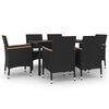vidaXL 7 Piece Garden Dining Set with Cushions Poly Rattan and Glass