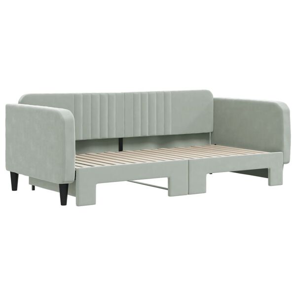 vidaXL Daybed with Trundle without Mattress Light Grey 90x190 cm