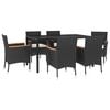 vidaXL 7 Piece Garden Dining Set with Cushions Black Poly Rattan