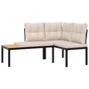vidaXL 4 Piece Garden Sofa Set with Cushions Black Powder-coated Steel