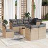 vidaXL 9 Piece Garden Sofa Set with Cushions Beige Poly Rattan