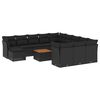 vidaXL 13 Piece Garden Sofa Set with Cushions Black Poly Rattan