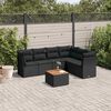 vidaXL 7 Piece Garden Sofa Set with Cushions Black Poly Rattan