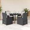 vidaXL 5 Piece Garden Dining Set with Cushions Black Poly Rattan