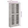 vidaXL Vitrine Cabinet Concrete Grey 82.5x30.5x185 cm Engineered Wood