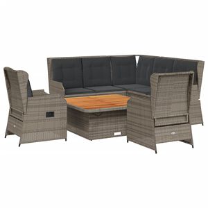 vidaXL 6 Piece Garden Lounge Set with Cushions Grey Poly Rattan