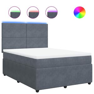 vidaXL Box Spring Bed with Mattress Dark Grey Queen Velvet