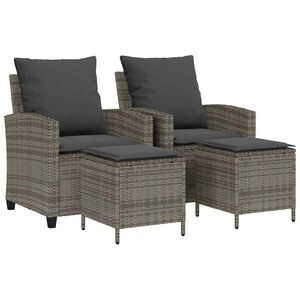 vidaXL 4 Piece Garden Sofa Set with Cushions Grey Poly Rattan