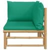vidaXL Garden Corner Sofa with Green Cushions Bamboo