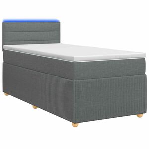 vidaXL Box Spring Bed with Mattress and LED Dark Grey 107 x 203 cm