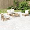 vidaXL 4 Piece Garden Lounge Set with Cream White Cushions Bamboo
