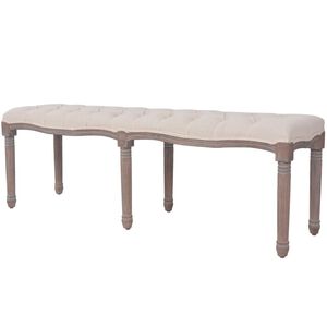 vidaXL Bench Linen Solid Wood 150x40x48 cm Cream White